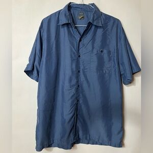 Bruno Blue Sueded Short Sleeve Button Down Shirt Size Large/16.5